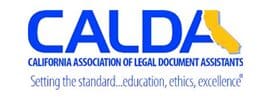 A blue and white logo of the association of legal documents.