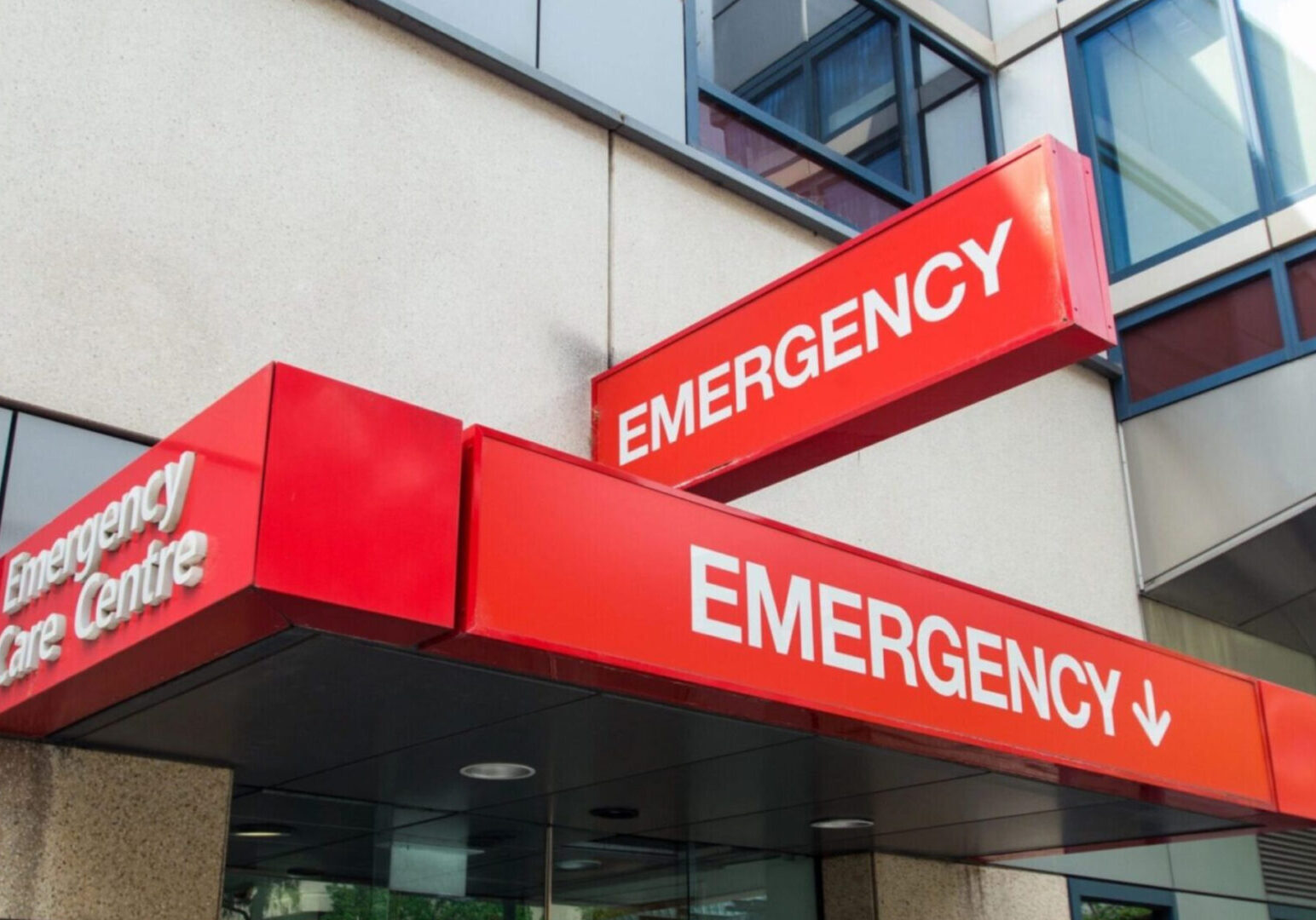 A building with emergency signs on it